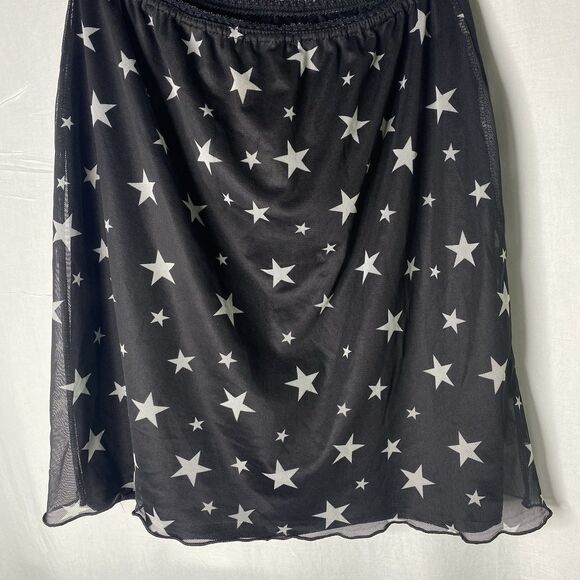 NASTYGAL Skirt Girls Star Print Mesh Tulle Pull On Elastic Knee Length 12 Black - Picture 2 of 7